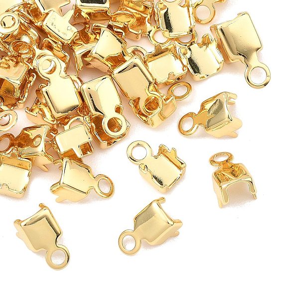 Shegrace Messing-Klappklemmen, Crimpschnurenden umklappen, Rechteck, Cadmiumfrei und Nickel frei und Bleifrei