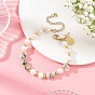 Pulseras de cuentas de larimar natural en forma de rondel y perlas cultivadas de agua dulce naturales de patata., con 304 dijes de cruz religiosa virgen de acero inoxidable