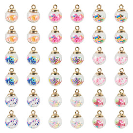 54шт 9 стили стеклянные подвески, круглые, с ccb и полимерной глиной ручной работы