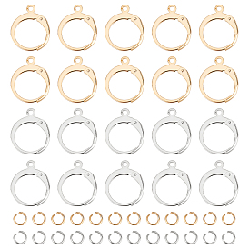 80шт 2 цвета 304 фурнитура для серег из нержавеющей стали, с горизонтальными петлями, 100 открытые прыжковые кольца