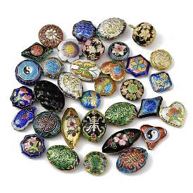 Бусины ручной работы перегородчатой, разнообразные, золотые