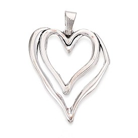 Rack Plating Tibetan Style Alloy Big Pendants, Heart, Cadmium Free & Lead Free