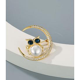 Cute Moon Owl Brooch, Fashionable and Versatile Suit Jacket Pin