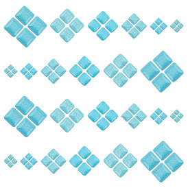 120pcs 6 cabochons à dos plat en pierres précieuses turquoises synthétiques teintées, carrée