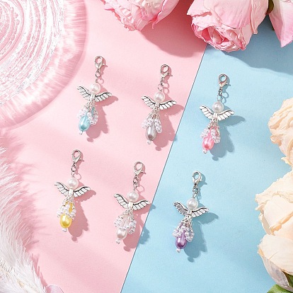 АБС-пластик имитация жемчуга подвесные украшения, ангел, с тибетском стиле сплава, стекло и железо