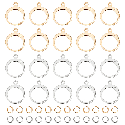 80шт 2 цвета 304 фурнитура для серег из нержавеющей стали, с горизонтальными петлями, 100 открытые прыжковые кольца