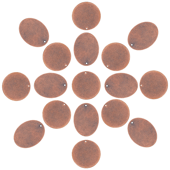 20Pcs 2 Style Metal Tags, Brass Stamping Blank Tag Pendants, Nickel Free, Oval & Flat Round