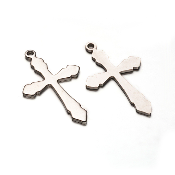 Крест 304 из нержавеющей стали подвески, 36x22x1 мм, отверстие : 2 мм