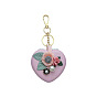 Cute Foldable Mirror Keychain with Floral Pendant - Creative, Lovely, Bag Decoration, Gift.
