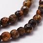 Natural Tiger Eye Beads Strands, Grade AB, Faceted, Round