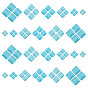 120Pcs 6 Style Craft Findings Dyed Synthetic Turquoise Gemstone Flat Back Cabochons, Square