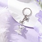 Брелки из стеклянных бусин в виде ангела, с железными кольцами для ключей, старинное серебро и платина