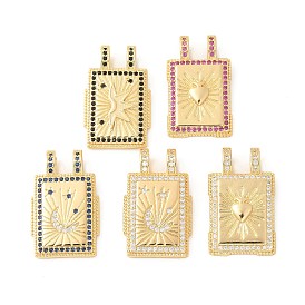 Латунные микро проложить кубического циркония подвески, без кадмия, без никеля и без свинца, прямоугольник амулеты