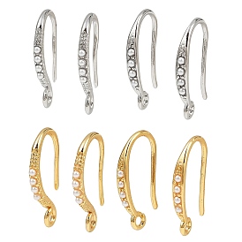 Латунные крючки для сережек, долговечный, без никеля , с ABS имитации жемчуга