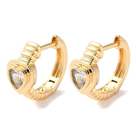 Heart Brass Micro Pave Cubic Zirconia Hoop Earrings for Women