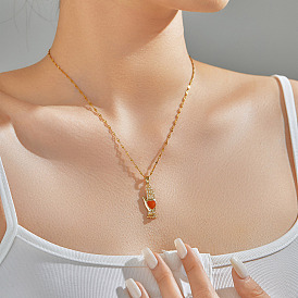 Старинные латунные ожерелья с подвеской в виде руки с эмалью «Хамса», с четким кубического циркония