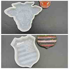 DIY Shield/Cow with Flag Silicone Molds, Car Freshie Molds, Scented Candle Molds, for Wax & Aroma Beads Baking