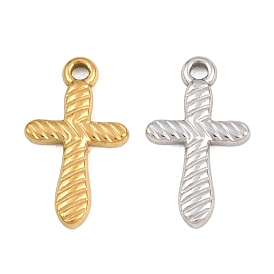 304 Stainless Steel Pendants, Textured Cross Charms
