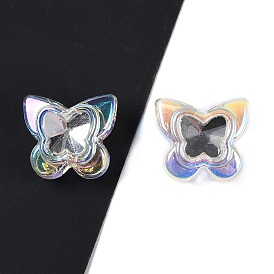 UV Plating Transprent Acrylic Beads, with Rhinestone, Butterfly