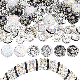 DIY 60Pcs 9 Styles Resin & Brass Rhinestone Bead Findings Kits