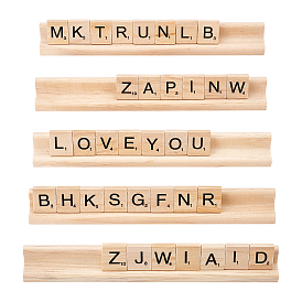 Kiefernornamenthalter, Dekorationszubehör, mit Holz Cabochons, Quadrat mit Buchstaben