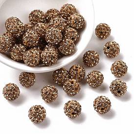  Pave Disco Ball Beads, Polymer Clay Rhinestone Beads, Round, PP13(1.9~2mm), 6 Rows Rhinestone, 10mm, Hole: 1.5mm