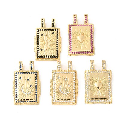 Латунные микро проложить кубического циркония подвески, без кадмия, без никеля и без свинца, прямоугольник амулеты