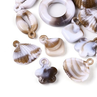 Подвески из непрозрачного акрила цвета океана, подвески в форме ракушки/ромба/круга/цветка