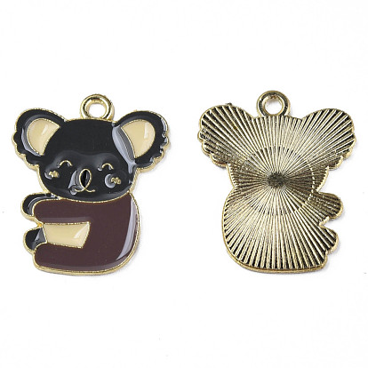 Alloy Enamel Pendants, Cadmium Free & Lead Free, Light Gold, Koala