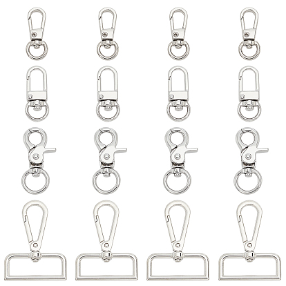 16pcs 4 fermoirs pivotants en alliage de zinc de style,  crochet mousqueton, forme mixte
