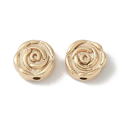 Rack Plating Brass Pendants, Cadmium Free & Nickel Free & Lead Free, Rose Round