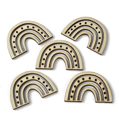 100Pcs Wood Pendants, Rainbow Charms