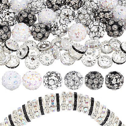 DIY 60Pcs 9 Styles Resin & Brass Rhinestone Bead Findings Kits