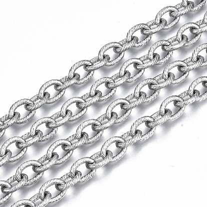 304 Stainless Steel Link Chains, with Spool, Unwelded, Nickel Free, Oval