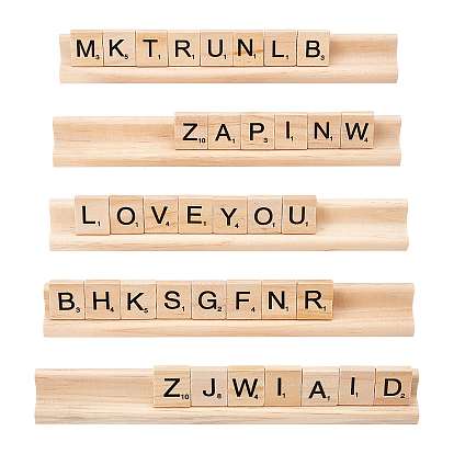 Kiefernornamenthalter, Dekorationszubehör, mit Holz Cabochons, Quadrat mit Buchstaben