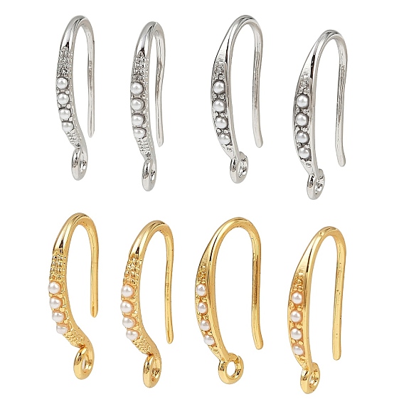 Латунные крючки для сережек, долговечный, без никеля , с ABS имитации жемчуга