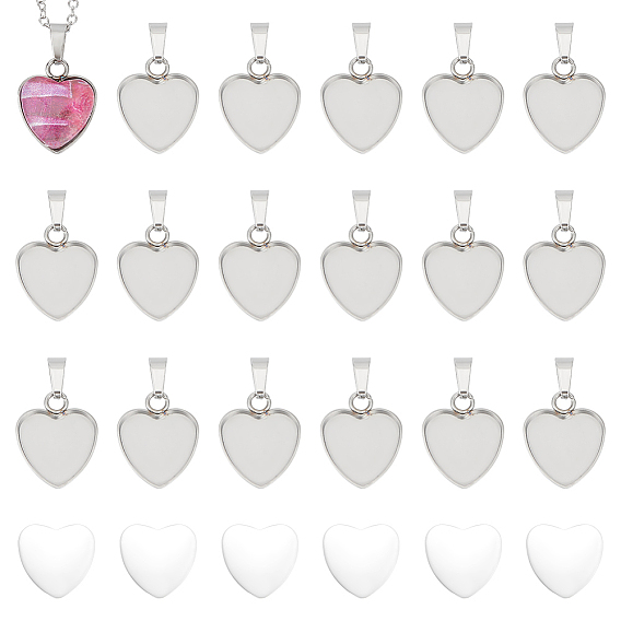 Набор для самостоятельного изготовления кулона в виде сердца, в том числе 304 подвеска из нержавеющей стали с кабошоном, Кабошоны из стекла