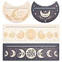 4Pcs 4 Style Wood Candle Holders & Tarot Card Stands,  Display Stand for Witch Divination Tools, Moon-shaped & Rectangle
