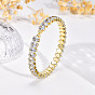 Clear Cubic Zirconia Oval Tennis Bangle, Brass Hinged Bangle