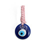 Flat Round with Evil Eye Resin Pendant Decorations, Cotton Cord Braided Hanging Ornament