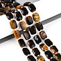 Природных тигровый глаз бисер нитей, прямоугольные, граненые, с бисером