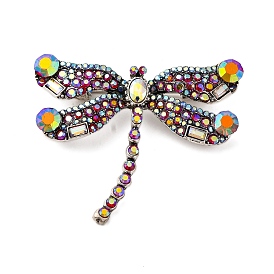 Retro Insect Alloy Colorful Rhinestone Brooches, Dragonfly