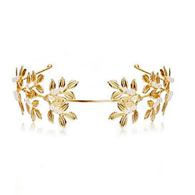 Golden Leaf Headpiece for Wedding, Vintage Crown Hair Accessory Show Performance