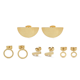 304 Stainless Steel Stud Earring Finding, Real 18K Gold Plated