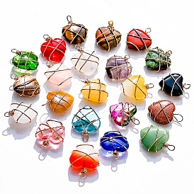 Natural & Synthetic Mixed Gemstone Pendants, Heart