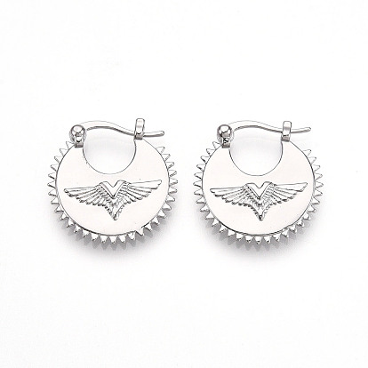 Латунная серьга-клипса для женщин, плоские круглые с крыльями