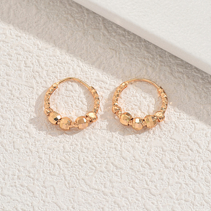 Серьги-кольца из латунных круглых бусин