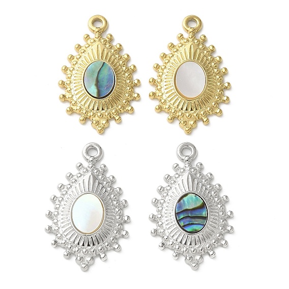 Капля 304 подвески из натуральной ракушки пауа из нержавеющей стали/белой ракушки