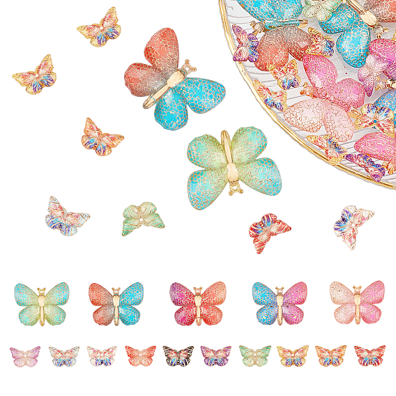 2 Bags 2 Style Opaque Acrylic Charms, Butterfly
