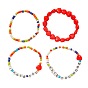 Bohemian Ethnic Style Colorful Letter Beaded Bracelet with Red Heart Beads